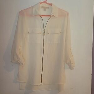 Michael Kors White Zip-Up Blouse
